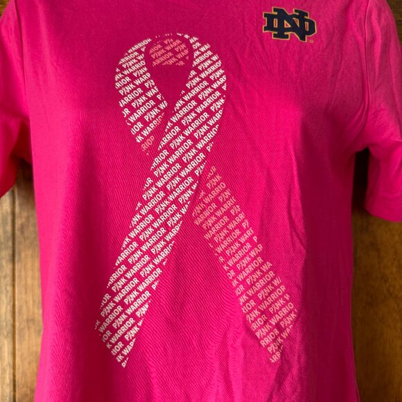 NWT Under Armour Notre Dame "Power in Pink" Breast Cancer Awareness Tee Small - Picture 4 of 14